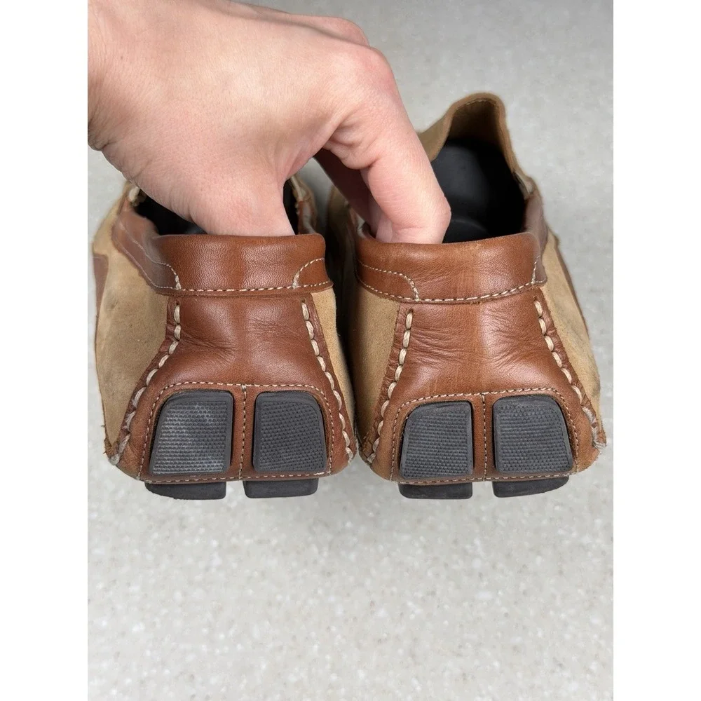OVERLAND‎ Marco Suede & Leather Moccasin Shoes Khaki Cognac Sz 46 US 12?